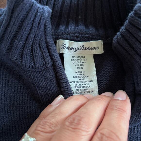 Tommy Bahama Boys Small 5/6 Pullover Quarter Zip Sweater Navy Blue - Picture 2 of 7